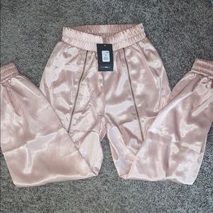 Quick zip satin joggers
